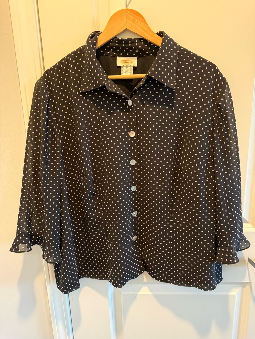 Vintage Talbots Woman Polka Dot Blouse 18W